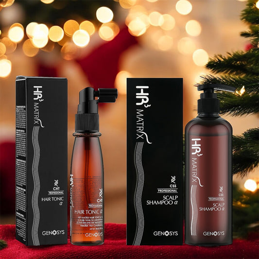 Σετ GENOSYS HR3 Matrix για τριχόπτωση – Scalp Shampoo & Hair Tonic σε χριστουγεννιάτικη συσκευασία